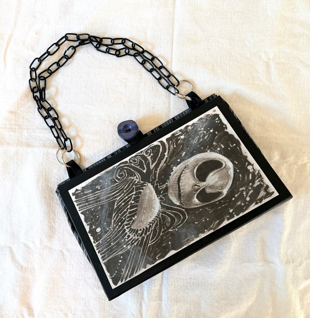 Handmade Nightmare Before Christmas Book Purse Smashed Together Skellington 10x6